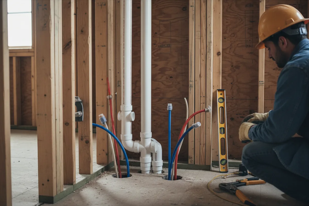 Drain and supply rough-in during Sump Pump Repair in Hollywood